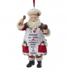 Resin Chef Santa with Wine - $13.99