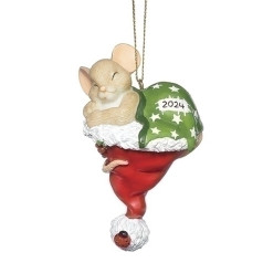 Mouse Sleeping in a Hat Ornament - $20.99